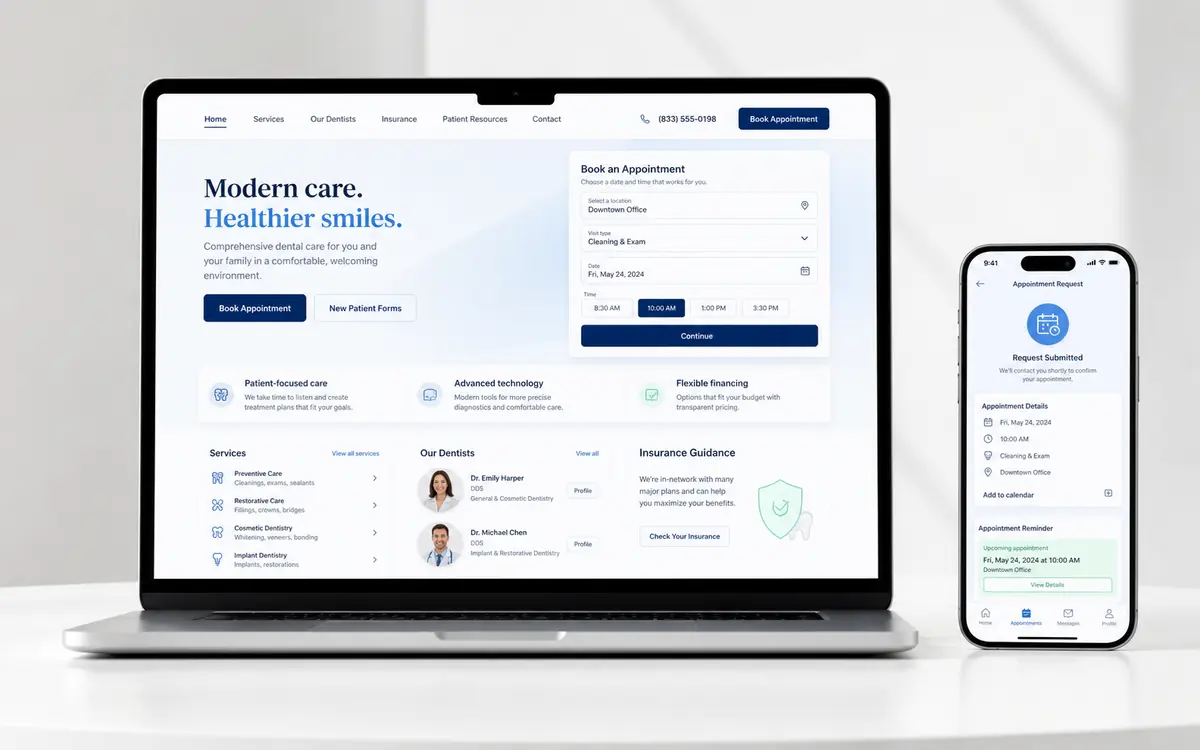 dental practice website and patient appointment booking platform