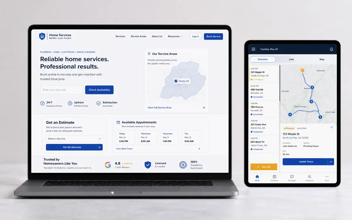 home services booking, scheduling, and technician dispatch platform